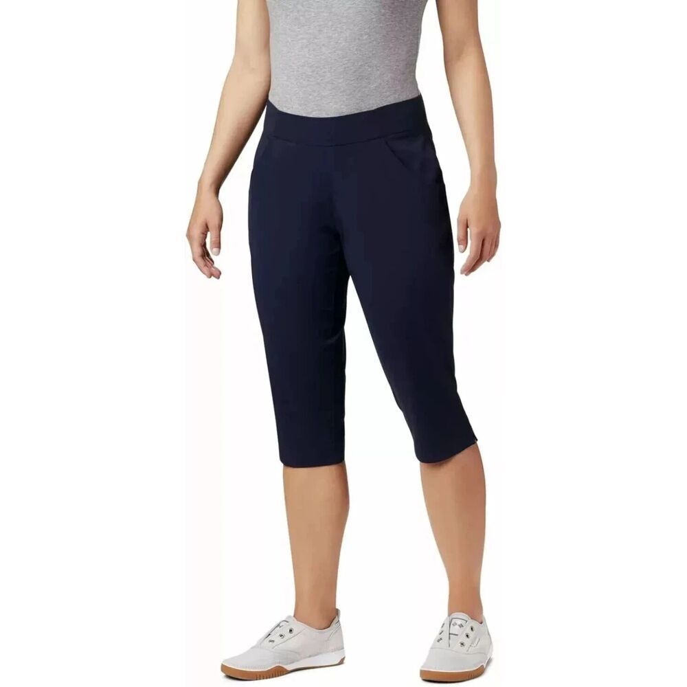 COLUMBIA Omni-Shade Omni-Shield Capris Sz S Navy Blue Dark Nocturnal Bermuda NWT